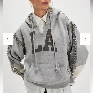 Free people we the free midnight sparkle Gray Embellished graphic Sweater